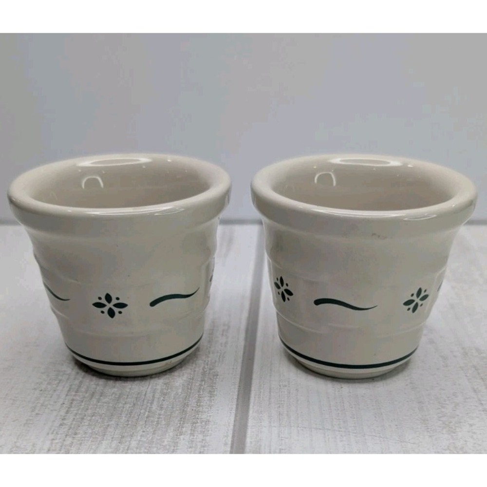 Longaberger Pottery Woven Traditions Heritage Green Votive Candle Holders